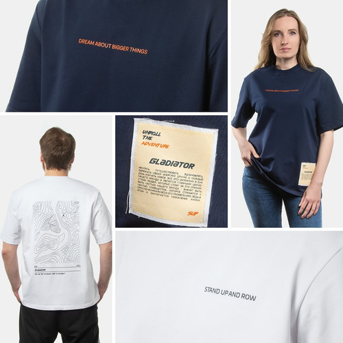 Футболка синяя Gladiator “Unroll the adventure” (S-M)