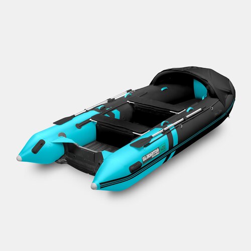 Надувная лодка GLADIATOR E420PRO черно-бирюзовый